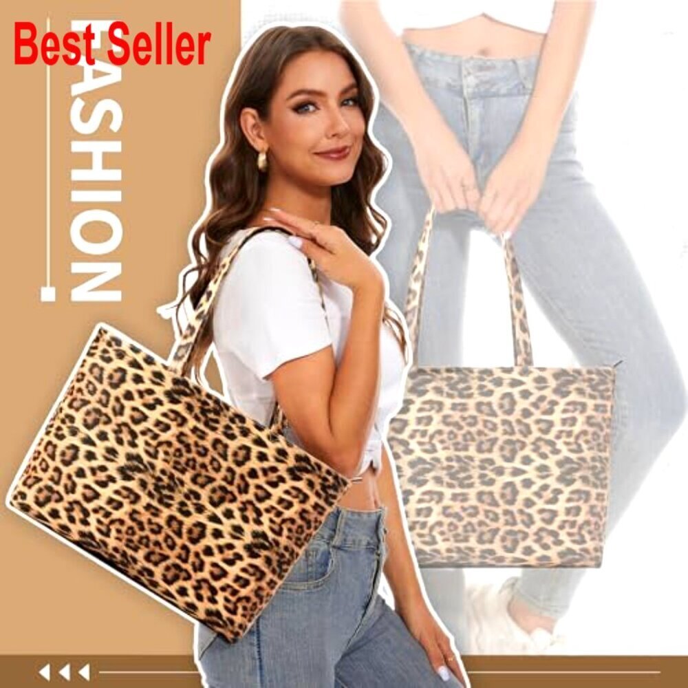 Faux Leather Tote Bag with Zipper Closure Shoulder Handbag - Picture 2 of 6